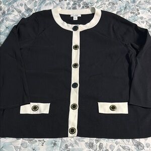 Black and White Button-Up Cardigan